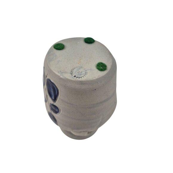 Williamsburg Pottery Small Vase Salt Glaze Gray Cobolt Blue Double Handle - Picture 7 of 9